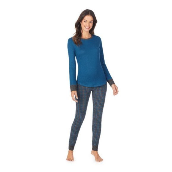 Cuddl Duds Blue and Black Women's Pajama Set - Picture 5 of 5